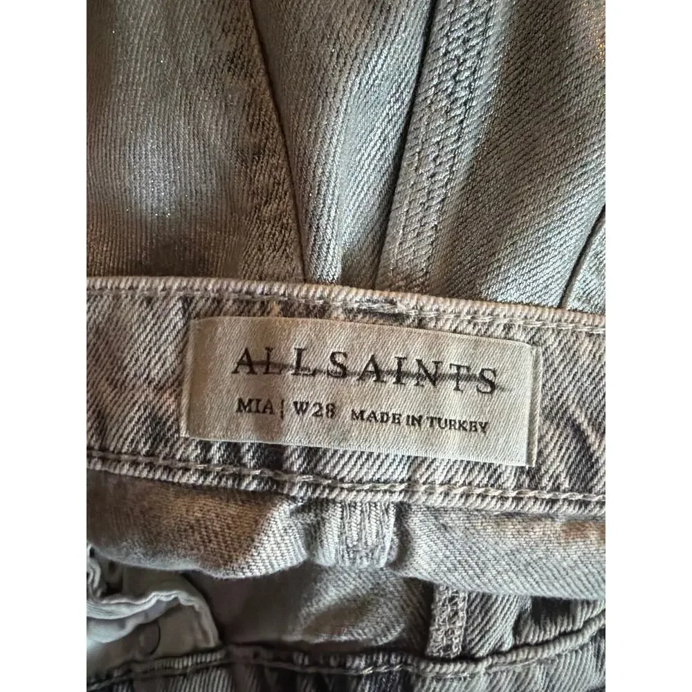 All saints Mia carpenter silver coated jeans sz 28 - Picture 7 of 8